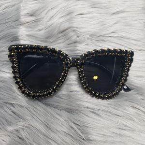 3/$15 BLACK "PUURFECT" cat eye stoned sunglasses